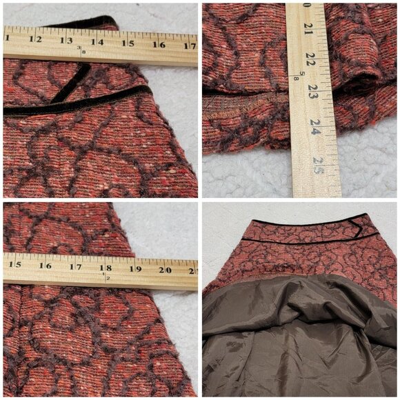 Tibi Womens Red Floral Embroidered Wool A Line Skirt Knee Length Lined Size 4 - Picture 11 of 12
